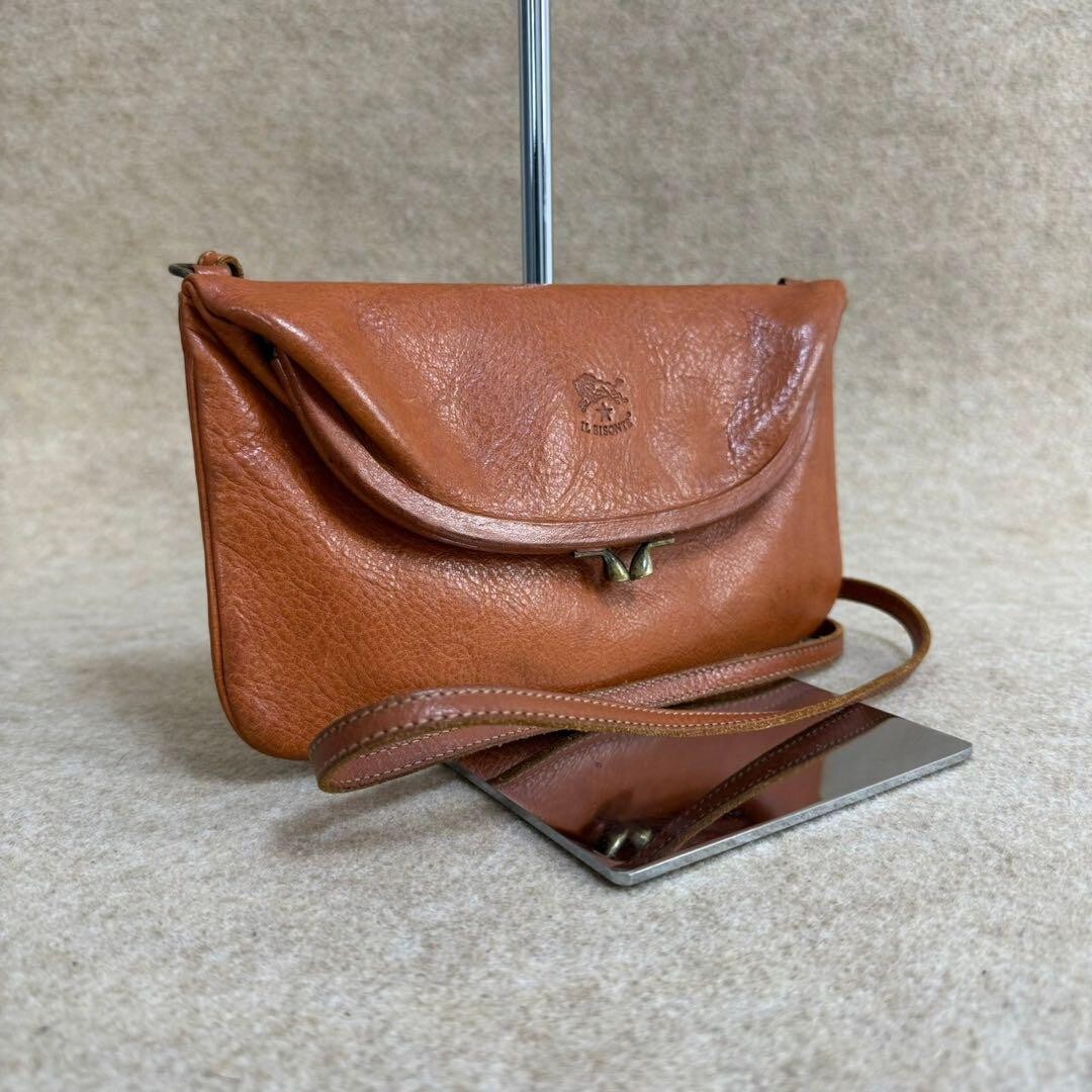 極美品　半額大特価　IL BISONTE ミニボストンバッグ 茶　ロゴ　革　レザ ボストンバッグ | バッグ | ベストセラー | オンラインストア