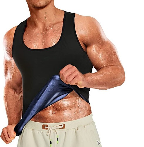 Mens Gynecomastia Compression Tank Top Sweat Vest Fitness Body Shaper Shirt Belt - Picture 14 of 18