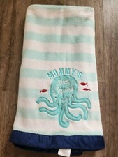 Carter's Baby Blanket Mommy's Little Squirt Octopus Blue Stripes 30x40 Aqua 1