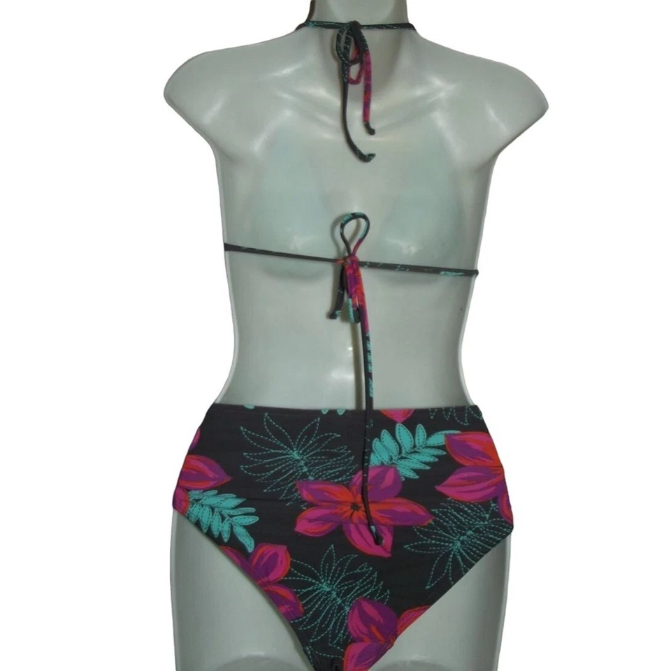 Bikini Xhilaration gris verde azulado rosa púrpura naranja lentejuelas cuentas (talla superior L) parte inferior XL Foto 2 de 4