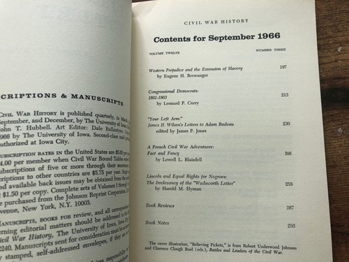 CIVIL WAR HISTORY Journal Middle Period Book September 1966 Prejudice Slavery - Picture 3 of 7