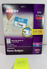 Avery  8722 Flexible Adhesive Name Badge Labels 3 3/8 x 2 1/3 Assorted 96/PK