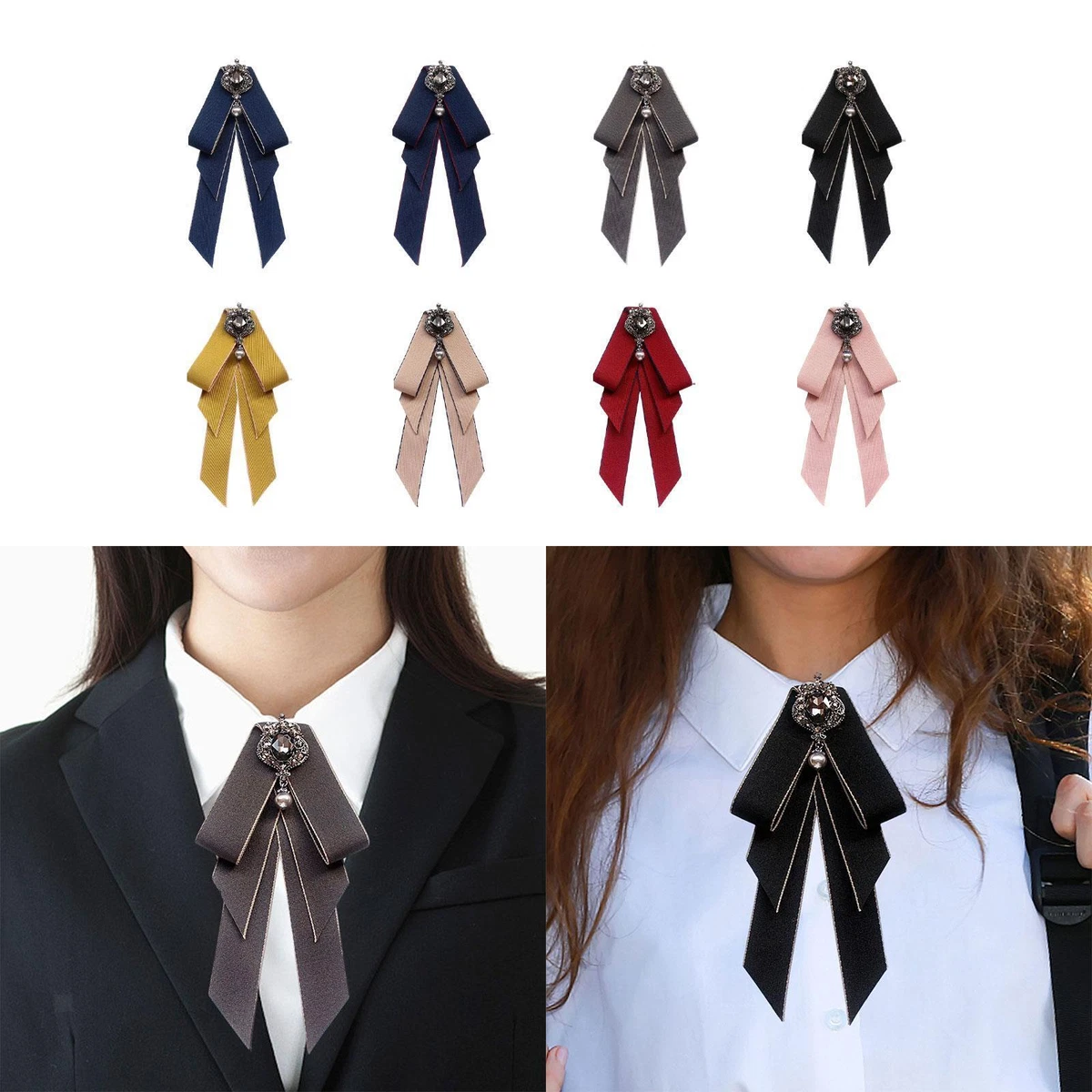 Women s Bow Tie Rhinestone Fashion Women Elegant Ribbon Bowknot Necktie Bowties