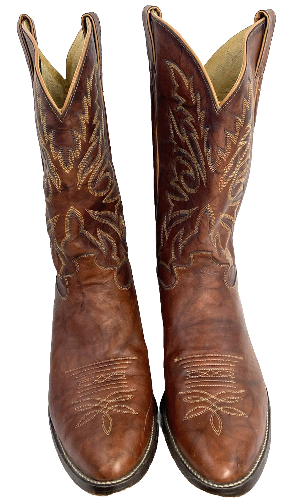 JUSTIN 1560 BUCK CHESTNUT MARBLED LEATHER COWBOY WESTERN BOOTS MEN'S Sz