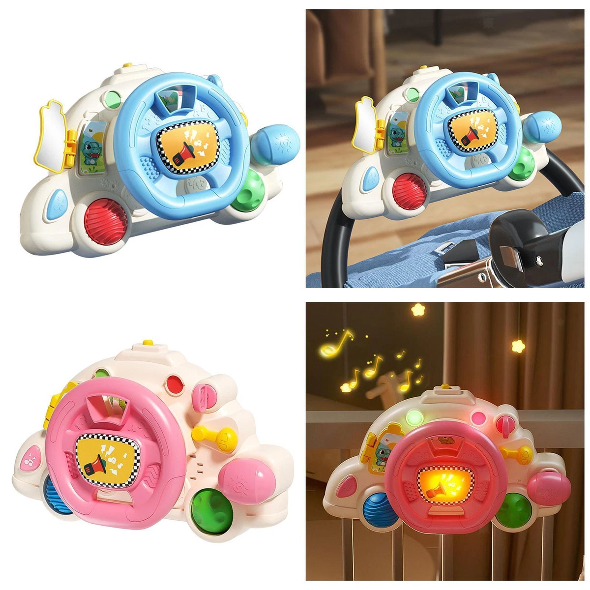 Stroller Steering Wheel Steering Wheel Toy with Music Light Interactive Toys