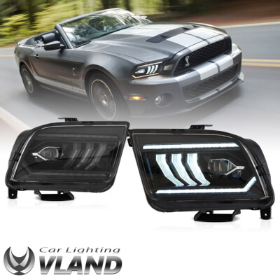 VLAND LED Headlights Assembly For 2005-2009 Ford Mustang w/Sequential Signal