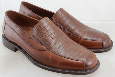 Stafford Brown Leather Croc Print Loafer Casual Dress Shoe US 10.5 UK 9.5 EU 44 5034 Calzoleria Toscana Men main image 2