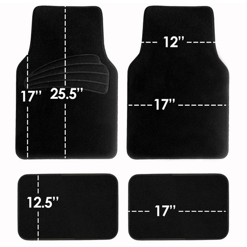 FH Group Universal Fit Carpet Car Floor Mats for SUV Truck Black w/ Dash Mat - Picture 6 of 6