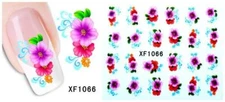 Nail Art Water Transfer Sticker Decal Stickers Pretty Flowers Pink Blue XF1066