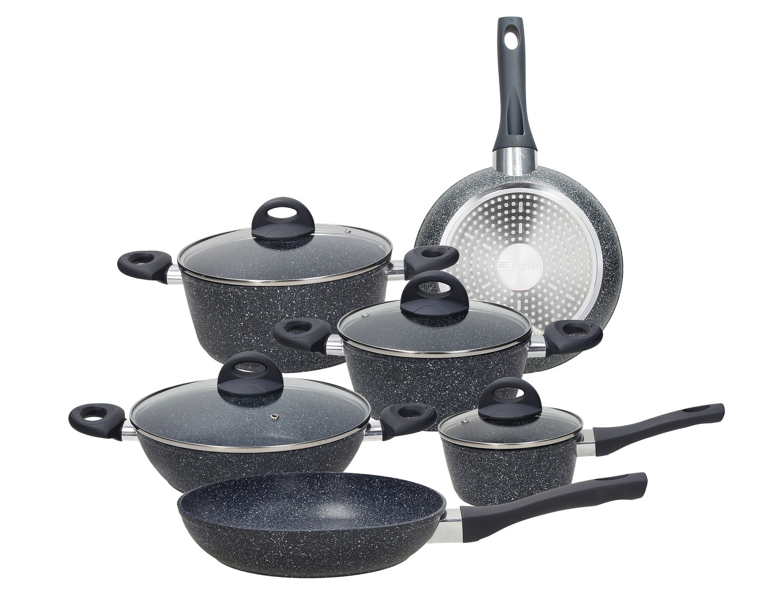 Tognana Batteria 10 Pezzi Forged X Black Opal Antiaderente 3c-Tog210080