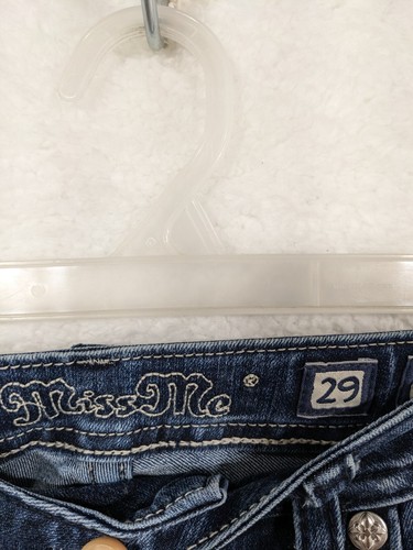 Miss Me Wild Flower Mid Rise Embellished Front Inseam (33") Jeans Size 29 - Picture 7 of 22
