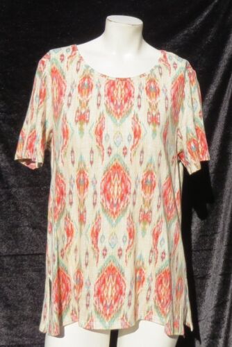 CHICO'S US M 1 8 10 IKAT Druck T-Shirt + Soutache Leinenjacke Topper Set EUC - Bild 3 von 11