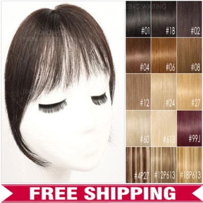 S-NOILITE 100% Remy Echthaar Pony Luft Bangs Clip In Haarteile Extensions Air Fringe Braun
