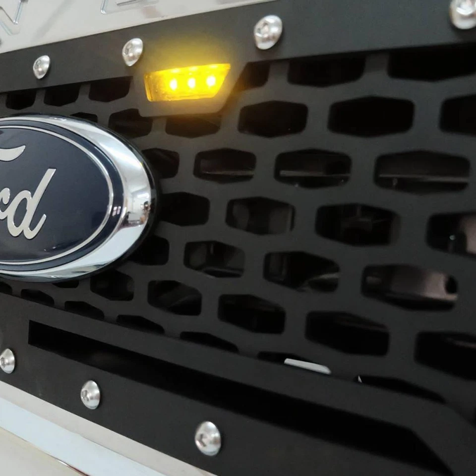 Parrilla delantera malla negra ámbar LED con logotipo para Ford Ranger PX T6 MC 2015-2018 Foto 3 de 4