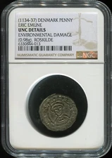 1134-1137 Medieval Denmark King Eric Emune Silver Penny | NGC UNC |Free Shipping