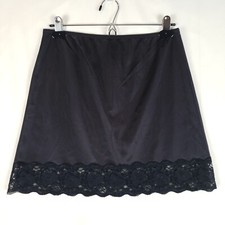 Vintage Wondermaid Nylon Half Slip Womens Medium Lace Trim Black Nylon Sissy