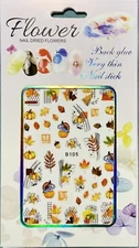 Nail Stickers Art Decal DIY Design 3D Waterproof Colorful Leaves Turkey B105