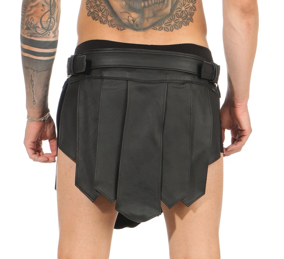 Falda Gladiador 2XL Falda Escocesa Cuero Real 1 Hebillas Cinturón B Legionario Hombre Ardiente Foto 3 de 4