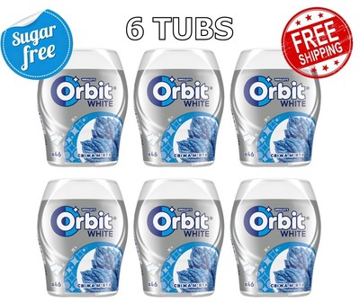 6 TUBS WRIGLEY'S ORBIT FRESH MINT CHEWING GUM SUGAR-FREE