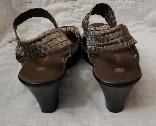 Bernie Mev BM Lizette Gold Pewter Slingback Heels Sandals Women’s Size 38 US 8.5 - Picture 4 of 6