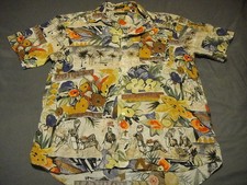 WESLEY MORGAN Hilton Head SC Large Mens Hawaiian Abstract Casual Shirt USA MADE