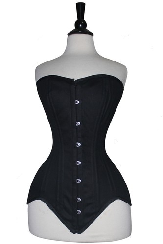 Alta Calidad Sobrebusto Sarga Algodón Moda Negro Corsé Doble Hueso XS a 7XL - Imagen 4 de 7