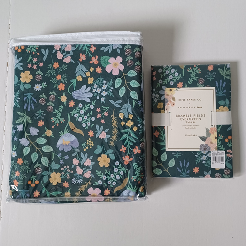 Pottery Barn Teen Rifle Paper Co Bramble Fields Evergreen Twin Duvet ...