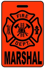 Personalized Hi-Viz Orange Marshal Firefighter Cross Luggage/Gear Bag Tag