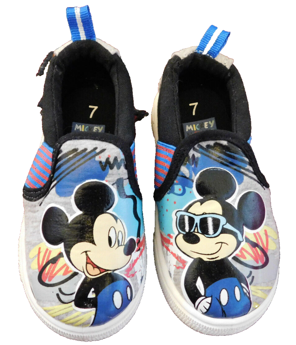 ミッキーマミー Mickey Mouse Toddler Slip-on Sneaker Sz 7 Mickey on top Striped