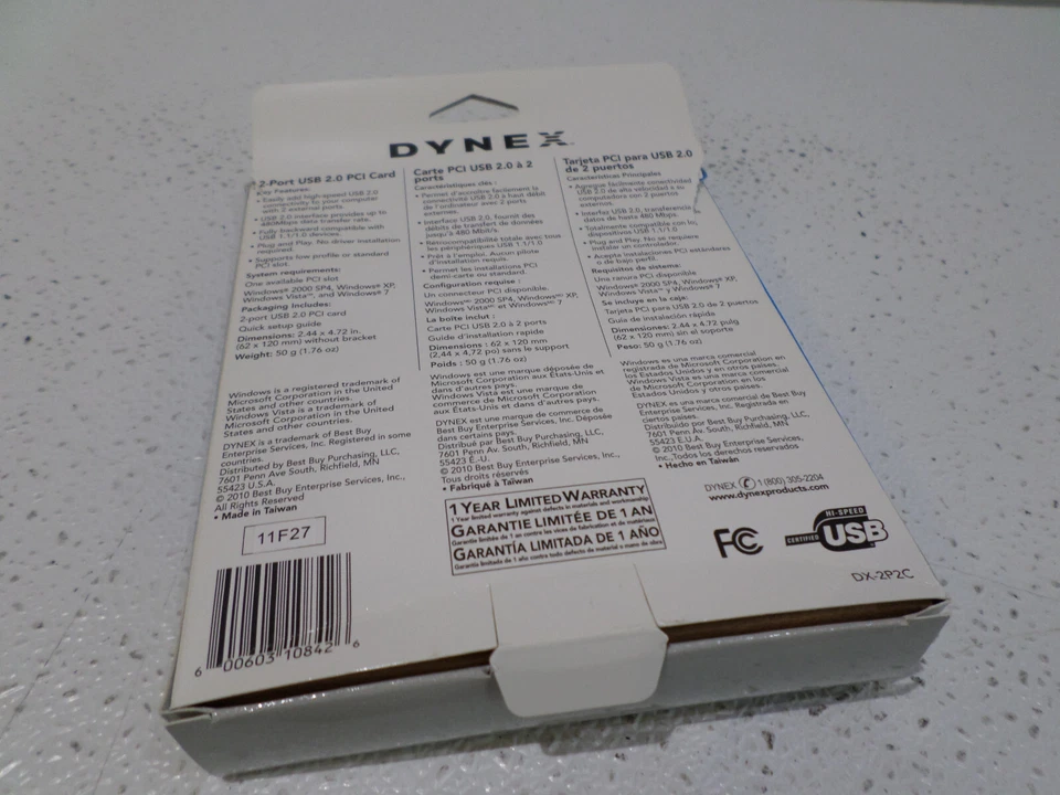 Dynex Model DX-2P2C 2-Port USB 2.0 PCI Card - NEW! - Image 3 of 4