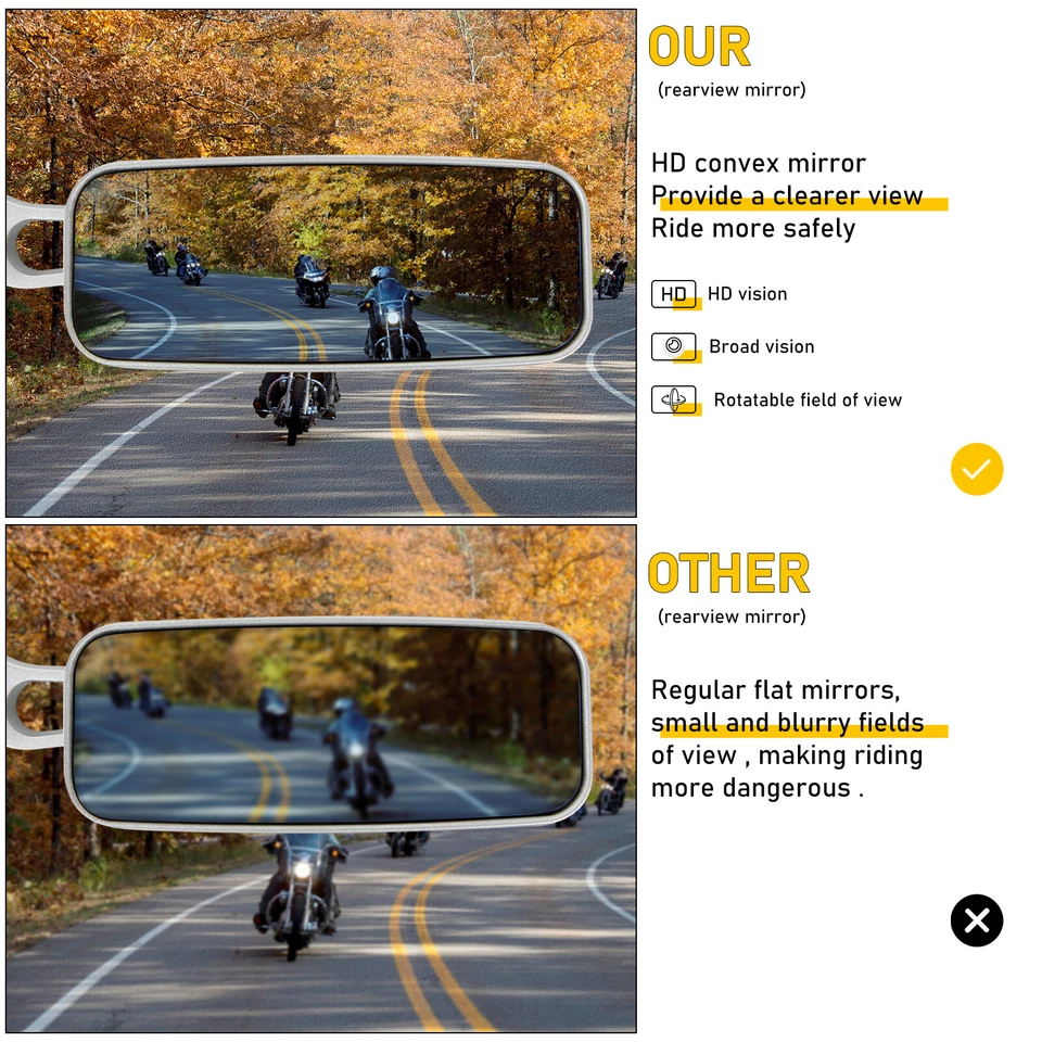 Espelhos retrovisores retangulares cromados para motocicleta Kawasaki KLX230 250 300 KLR650 - Imagem 4 de 4