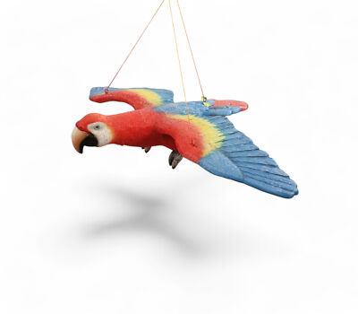 Macaw Parrot Flying Statue Hanging Red & Blue 3FT Large - Indoor Outdoor Durable