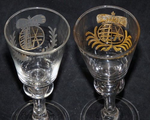 KURSACHSEN KURFÜRSTEN BAROCK WAPPEN PAAR GLAS POKALE SACHSEN GOLD UM 1750 - Picture 11 of 11