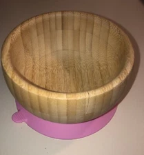 Avanchy Bamboo Pink Suction Baby Bowl EUC!!