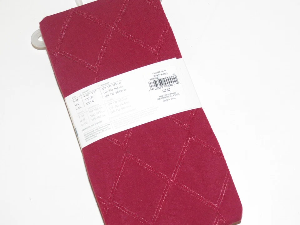NUEVAS Medias para mujer Old Navy Control Top Talla S-M Borgoña Texturizadas Diamantes Foto 2 de 3