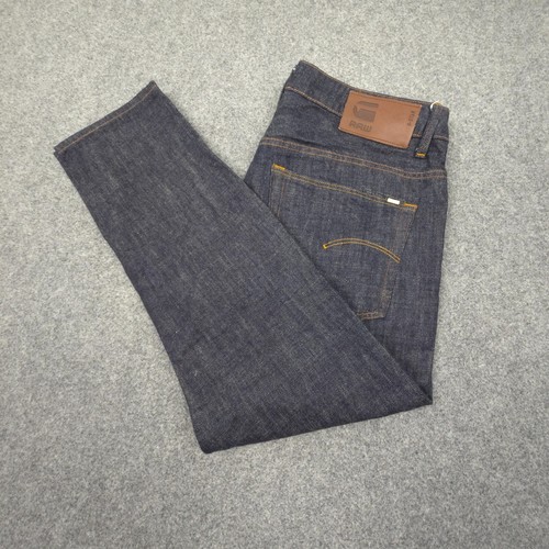 G Star Jeans Mens 36 Blue Denim 3301 Straight Slim Button Fly Pants Size 36x26