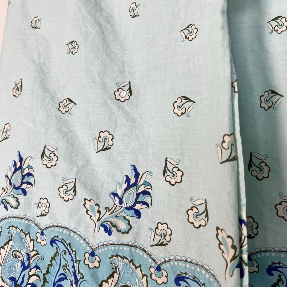 Vintage Y2K Old Navy Paisley Print Sequin Wrap Skirt Blue And Silver Size Small - Image 4 of 4