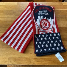 American Flag Patriotic Scarf NYC Fire Department New York 66” X 7” Made In USA