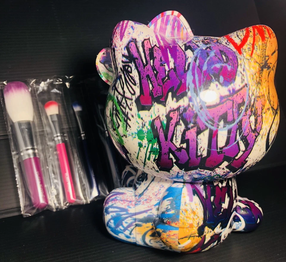 Juego de brochas de maquillaje Hello Kitty x Sephora soporte ~ GRAFFITI ~ 2011 NUEVO SIN CAJA ~ muy púrpura ~ 6 piezas Foto 2 de 4