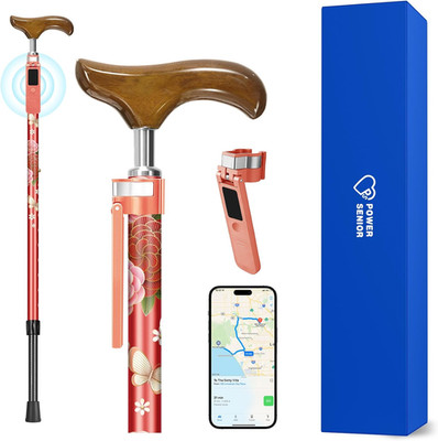 Adjustable Carbon Fiber Walking Cane with Wooden Handle & Non-Slip Grip