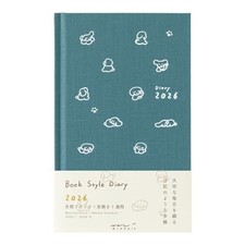 Midori Book-Style Diary 2026 B6 Weekly Dog Pattern Blue-Green 22380006 Starting
