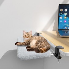 Cat Desk Bed - Sturdy Mounted Cat Hammock with Clamps,Max Load 49 LBS,Double-...