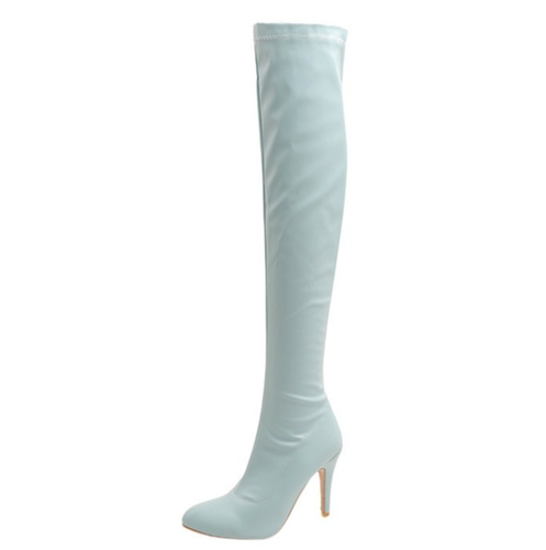 Women Thigh High Boots Side Zip Sexy Stiletto Heel Pointed Toe Party Shoes Club - Picture 11 of 26