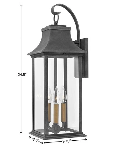Hinkley Adair 24 1/2" High Aged Zinc Outdoor Wall Light - Picture 6 of 10