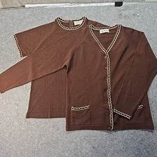 Vintage Talbott Sweater Set Brown Cream Size 40
