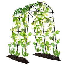 BLACK - Lalahoni Garden Arch Trellis 7 ft Tall Walkway Metal Archway Arbor