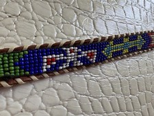 VTG Thunderbird Belt Children 20-21  Tan Leather Western Southwest Beaded FLAW