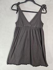 American Eagle Women Medium Mini Dress Black Vneck Sleeveless Ties Oversized Sun