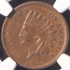 1864 Bronze Indian Cent, NGC AU53BN, Choice, Original AU, Sharp, Tough Date!
