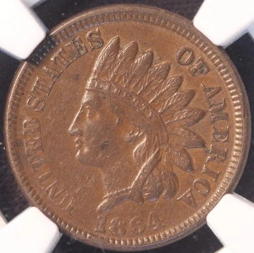 1864 Bronze Indian Cent, NGC AU53BN, Choice, Original AU, Sharp, Tough Date!